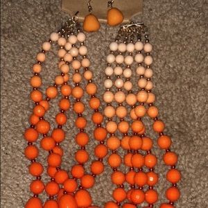 Orange ombré statement necklace with earrings !